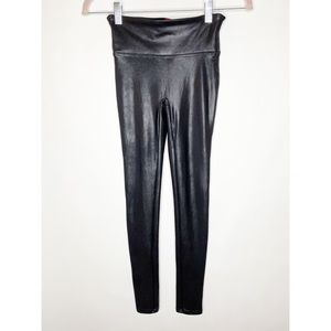 Spanx Faux Leather Leggings Black Mid Rise Classic Athleisure Skinny Size XS